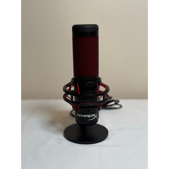 HyperX QuadCast USB Condenser Microphone – Shock Mount & Stand – Black/Red - Picture 1 of 4